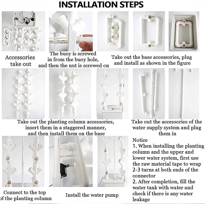 15-Tier Hydroponic Tower Kit with 45 Holes - Indoor Hydroponic Growing System for Home Gardening, Kitchen Herb Garden, Veal Garden Planter, Efficient Hydroponics Setup - view 6