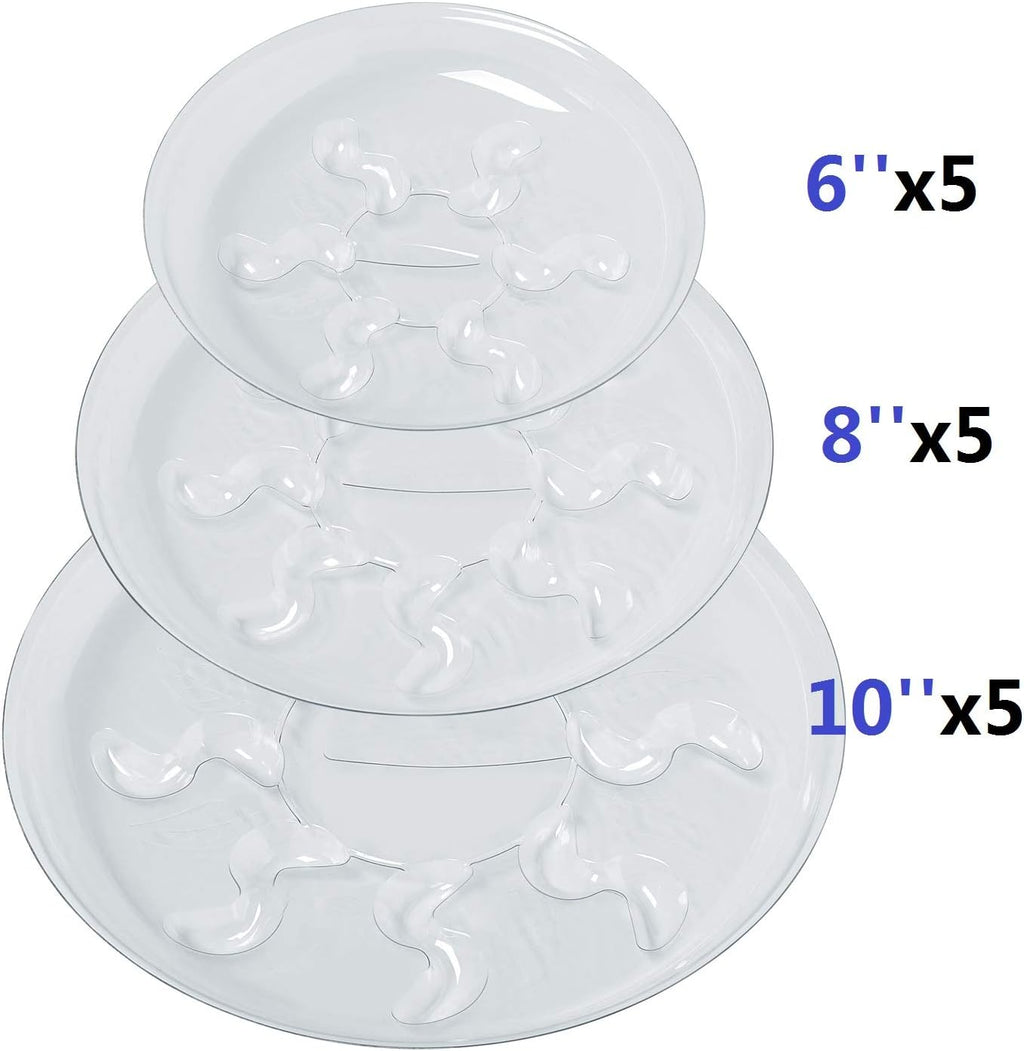 15 Pack Assorted Sizes 6 8 10 Inch Clear Thick Plastic Heavy Duty Sturdy Plant Saucer Drip Trays for pots, 5 Pieces of Each Size (Assorted Sizes 6'', 8'', 10'') - view 5