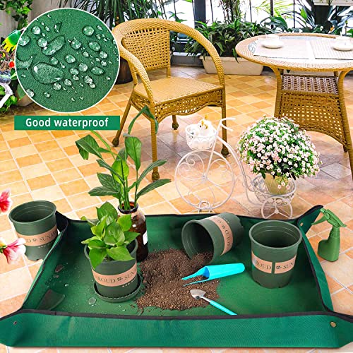 Extra Large Repotting Mat for Indoor Plant Transplanting and Mess Control, 43" X 29" Thickened Waterproof, Foldable and Easy to Clean, Suitable for Succulent Plants, Green - view 2