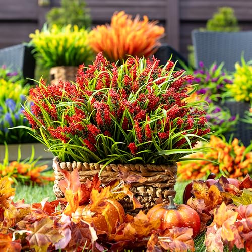 Artificial Lavender Outdoor, 20 Bundles Fake Plants (Red) - view 7