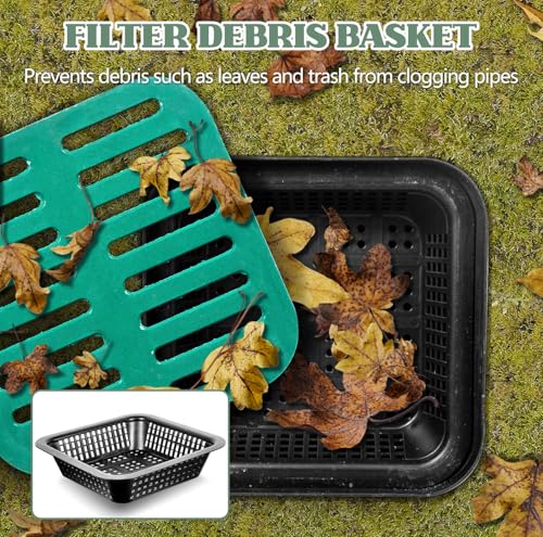 Large Drainage Catch Basin with Debris Basket, Durable 16x16x16 in French Drain Basin with Fiberglass Grate, No Reserved Hole for Yard, Patios, Downspouts, Lawns - view 5