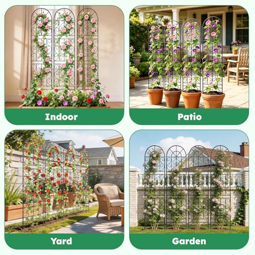 2 Pcs 60" H X 11.8" W Trellis for Climbing Plants Outdoor, Small Metal Garden Trellis for Outside, Sturdy Support Garden Plant Trellis Arch for Rose Cucumber Flower Vine Decor - view 5