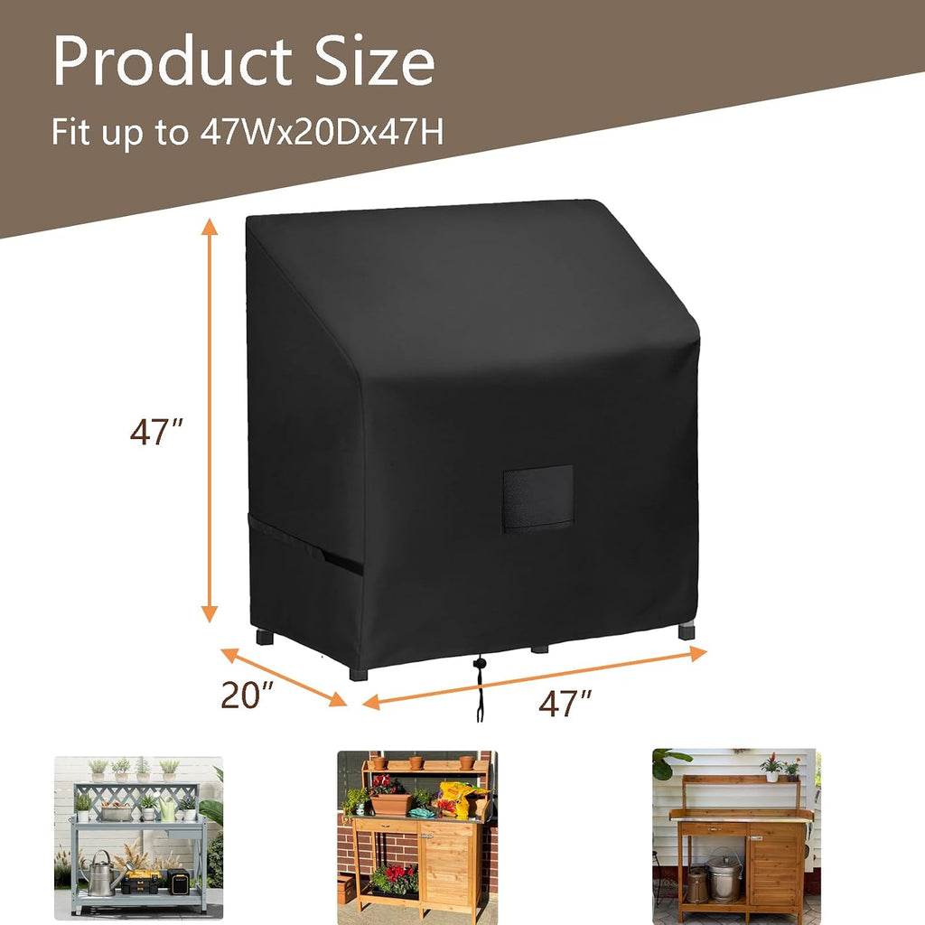 Outdoor Garden Potting Bench Table Cover, 47" x 20" x 47" | Waterproof Windproof Protective Cover for Outdoor Cabinet/Potting Benches for Outside/Garden Table for Planting - view 4