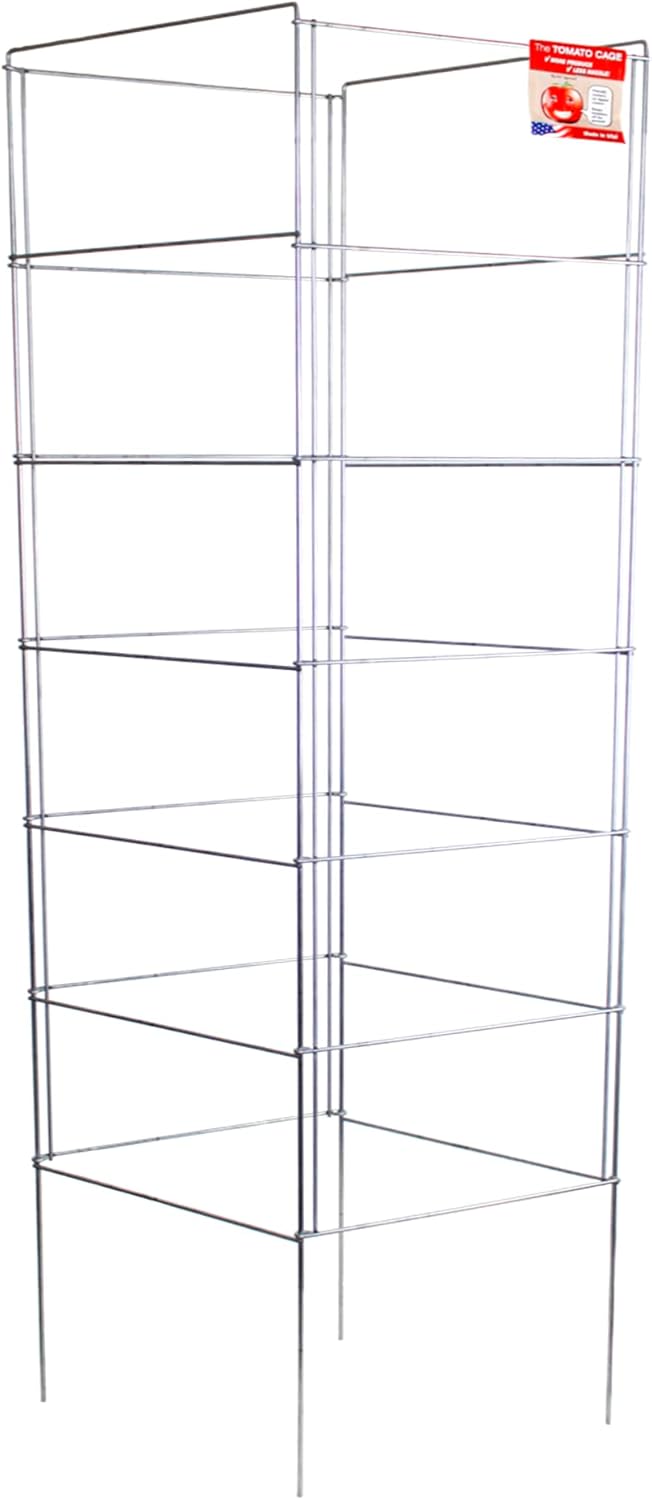 Cedar Ridge Square Foldable Tomato Cages - Made in USA Heavy Duty Plant Support for Vegetable Garden, Vegetables, and Flowers - Stakes and Trellis for Climbing Plants (13x56) 3-Pack - view 2