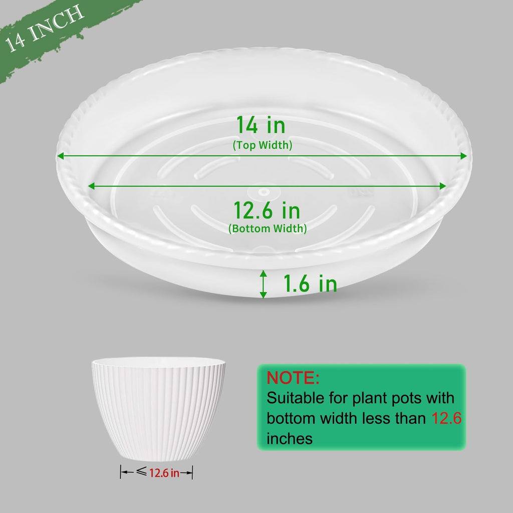Large Plant Saucers Drip Tray 2 Pack 14 Inch Heavy Sturdy Plastic Flower Pot Saucers for Indoor,Clear Plastic Planter Water Tray for Plant Pots Liners (14''-Clear) - view 2