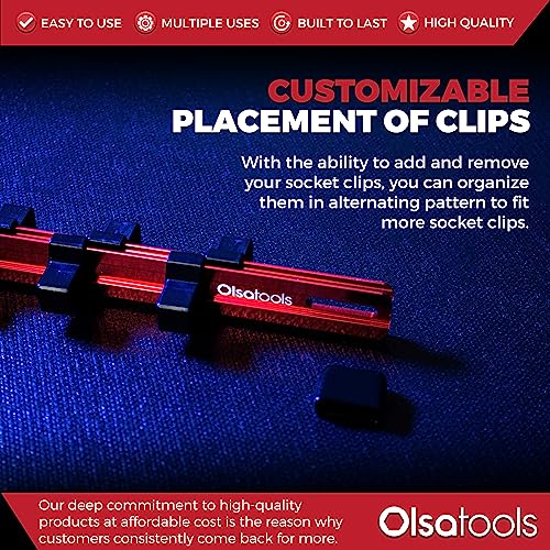 1/2-Inch Drive Socket Holder Rail, Red Aluminum, 16 Clips - view 5