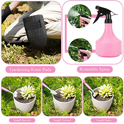 Pink Garden Tool Set Gardening Items for Women - 24PCS Heavy Duty Garden Tools with Detachable Storage Bag, Succulent Tool Set, Weeder - view 6