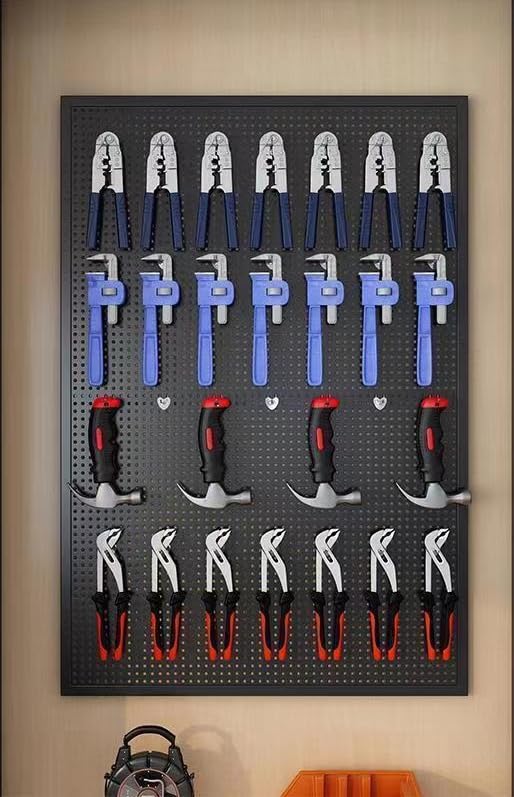 Garden Tool Organizer Wall Mounted, Heavy Duty Metal Pegboard Storage Rack with 10 Hooks, Garage Shed Wall Storage for Tools and Gardening Supplies, Utility Storage Board 20" × 24" - view 2