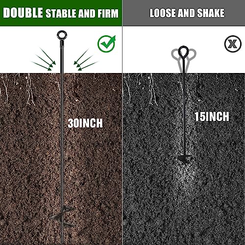 6 Pcs 30 Inch Long Spiral Ground Anchor Heavy Duty for Hard Soil (Black) - view 3