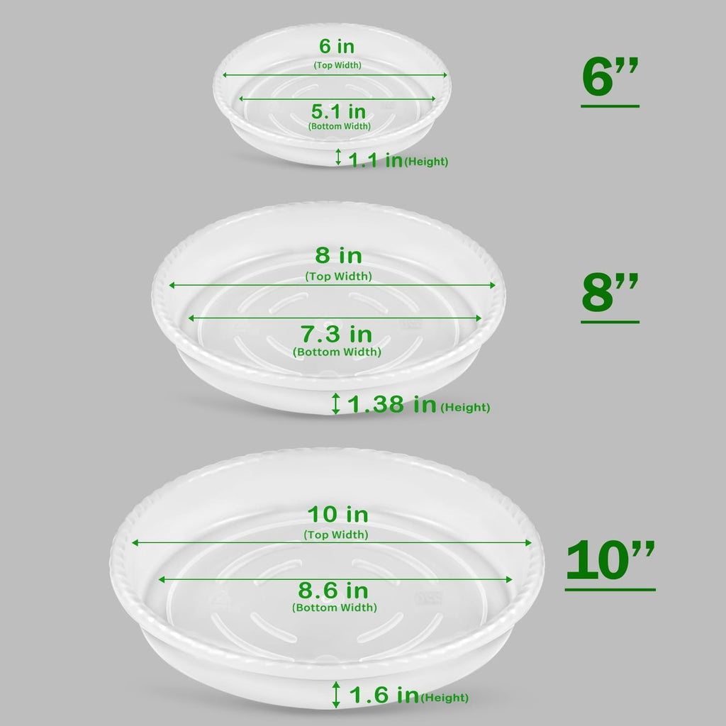 9 Pack Plant Saucers (6inch /8inch /10inch), Heavy Sturdy Plant Trays Pot Tray for Indoor Clear Plastic Flower Pot Saucers Thicker Plant Water Drip Trays for pots- Clear - view 2