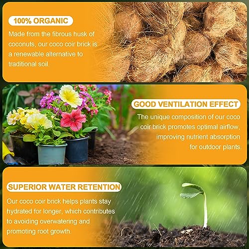 Organic Coco Coir 1 Pcs Compressed Coconut Coir Brick Coconut Fiber Husk Substrate Mulch Coconut Bark Core Growing Medium Peat Moss Soil High Nutrition for Plants Gardening Seed Starting Soil Mix - view 4
