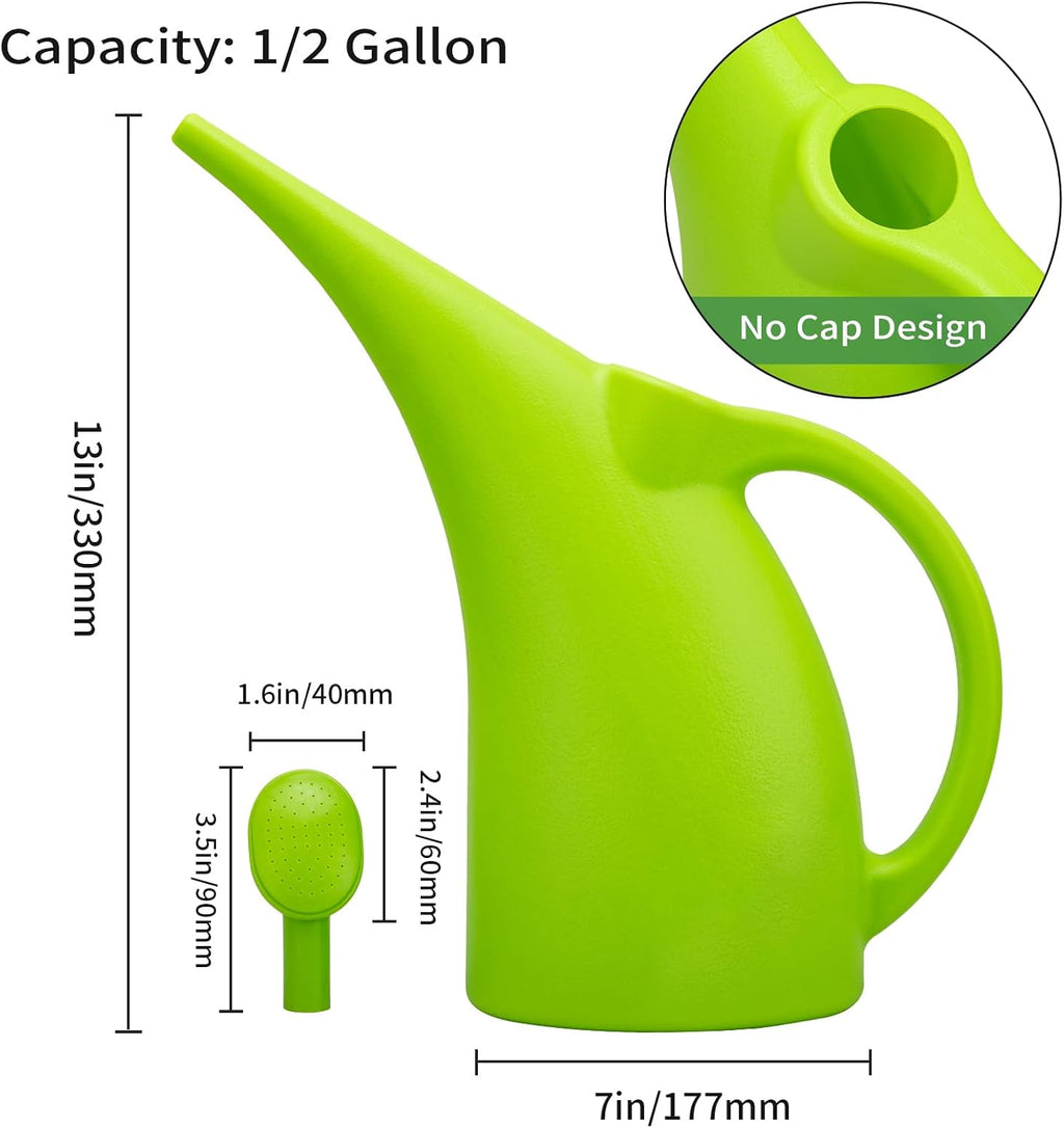 Watering Can for Indoor Plants, Water Can with Shower Head, 1/2 Gallon (Green) - view 5