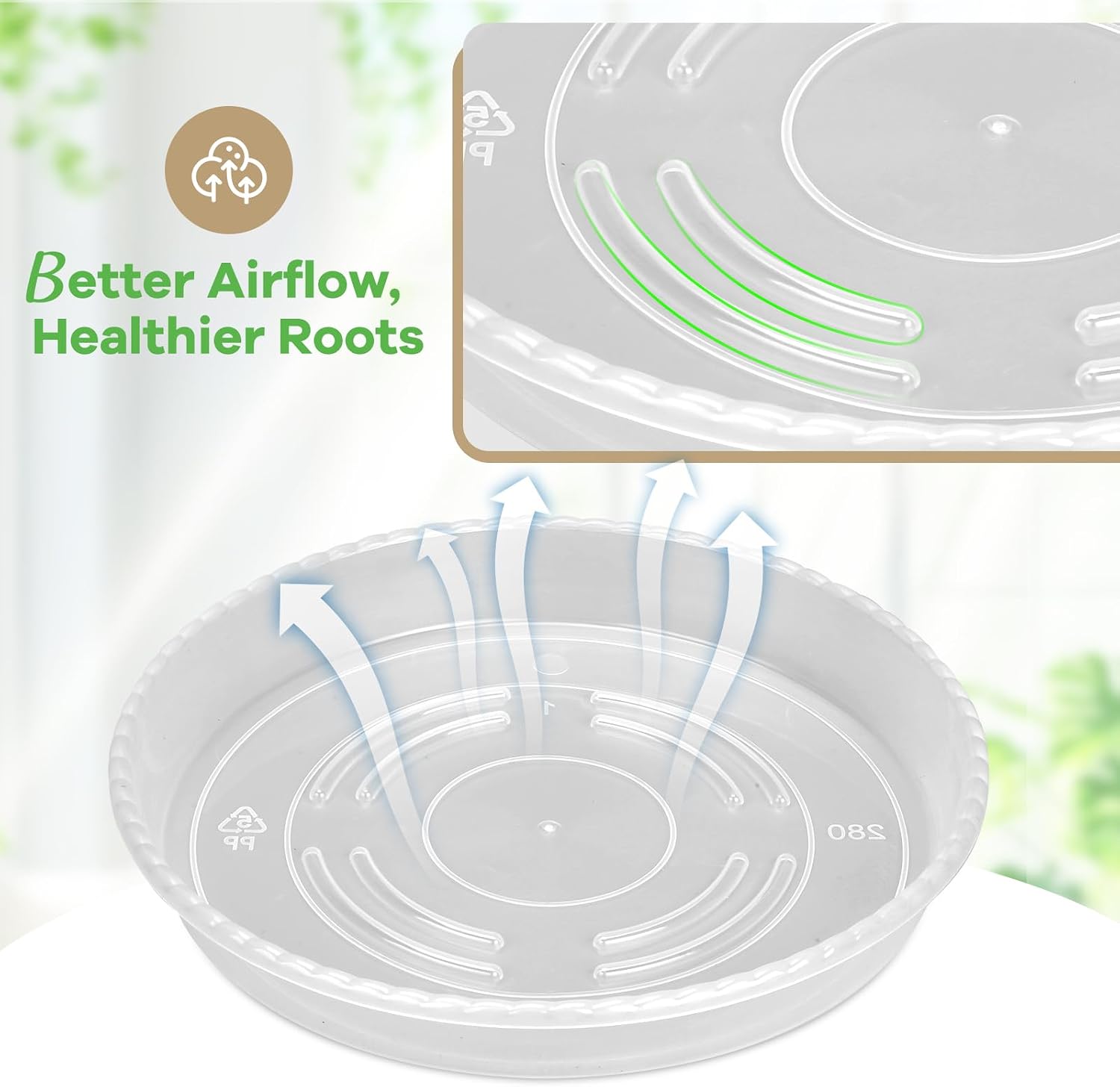 14 Pack Clear Plant Saucers for Indoors(6/8/10 Inch) – Extra Thick & Deep Plastic Plant Trays for Pots, Heavy Duty Indoor Outdoor Drip Trays, Stackable Water Catcher for Houseplants, Garden & Balcony - view 2