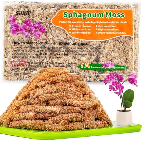 Sphagnum Moss for Plants - 3 OZ Long-Fiber Orchid Moss for Repotting