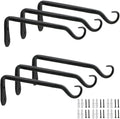 6-Pack 7" Plant Hanger Bracket, Forged Iron Black Hanging Hooks | Heavy Duty Wrought Hanging Plant Holder for Garden Fence, Wall Hooks for Bird Feeder, Indoor Outdoor Use