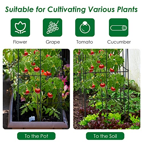 4 Pack Folding Tomato Cages, 39 Inches Tall Square Plant Support Cage for Garden Climbing Plants Flowers Fruits, Heavy Duty Tomato Vegetable Trellis - view 4