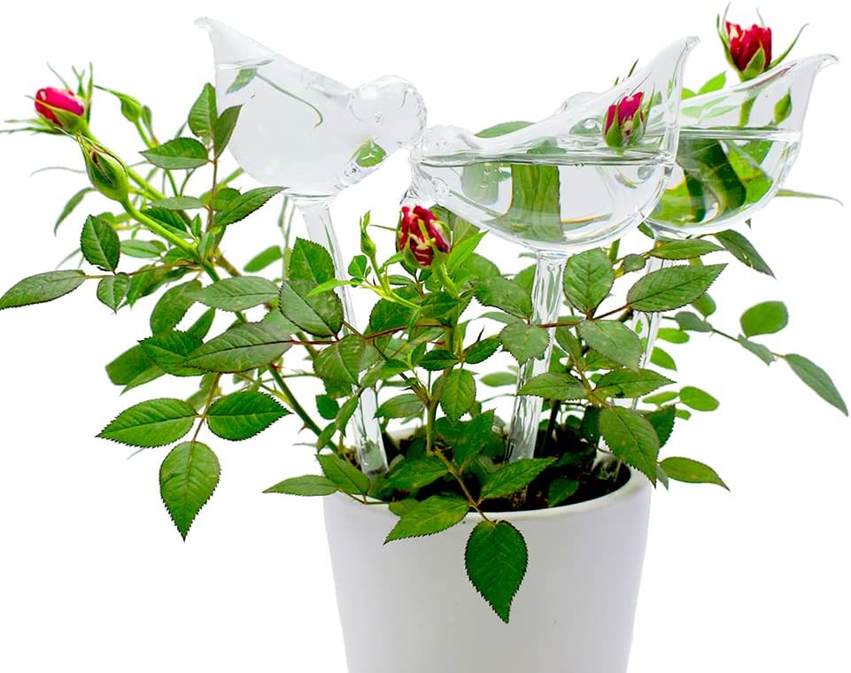Glass plant watering globes, self watering globes bird shape, self watering planter insert, plant watering devices, automatic plant waterer indoor, watering bulbs, 3 pack - view 3