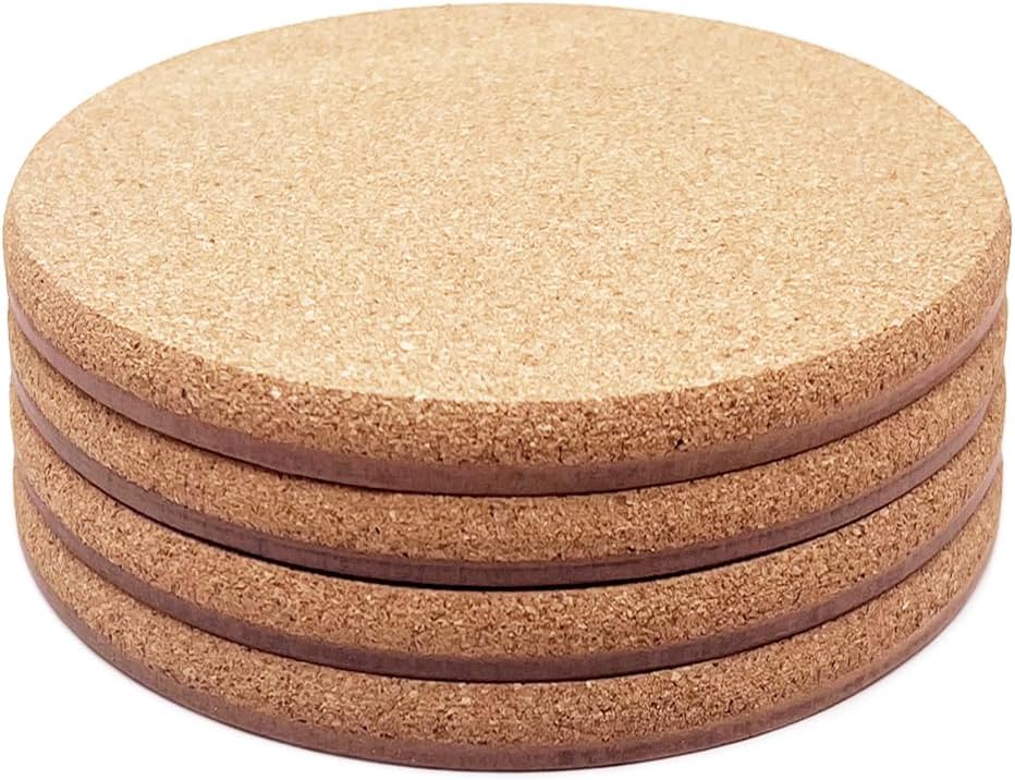 Cork Plant Coasters, Double Layers, 3 Sizes (4/6/8 Inch), 10 Pcs | Double Layers, Eucalyptus Wood Back, Thick & Hard, Absorbent Cork Plant Mats, Cork Trivets for Hot Dishes, For House Plants - view 5