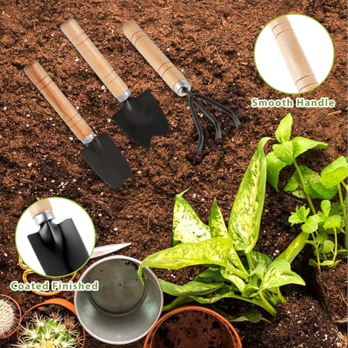 Small Garden Tools 6 Pcs Miniature Shovel Set Cute Gardening Mini Succulent Home Tiny Gardening Kit Plant Potted Repotting Flower Wood Handle Care Transplant Accessories Potted Houseplant - view 3