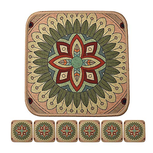 Colorful Boho Planter Pot Mat Set of 6 - Absorbent, Non-Slip Plant Pad for Table, Desk, Floor - 8.5 Inch Flower Mat