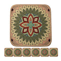 Colorful Boho Planter Pot Mat Set of 6 - Absorbent, Non-Slip Plant Pad for Table, Desk, Floor - 8.5 Inch Flower Mat