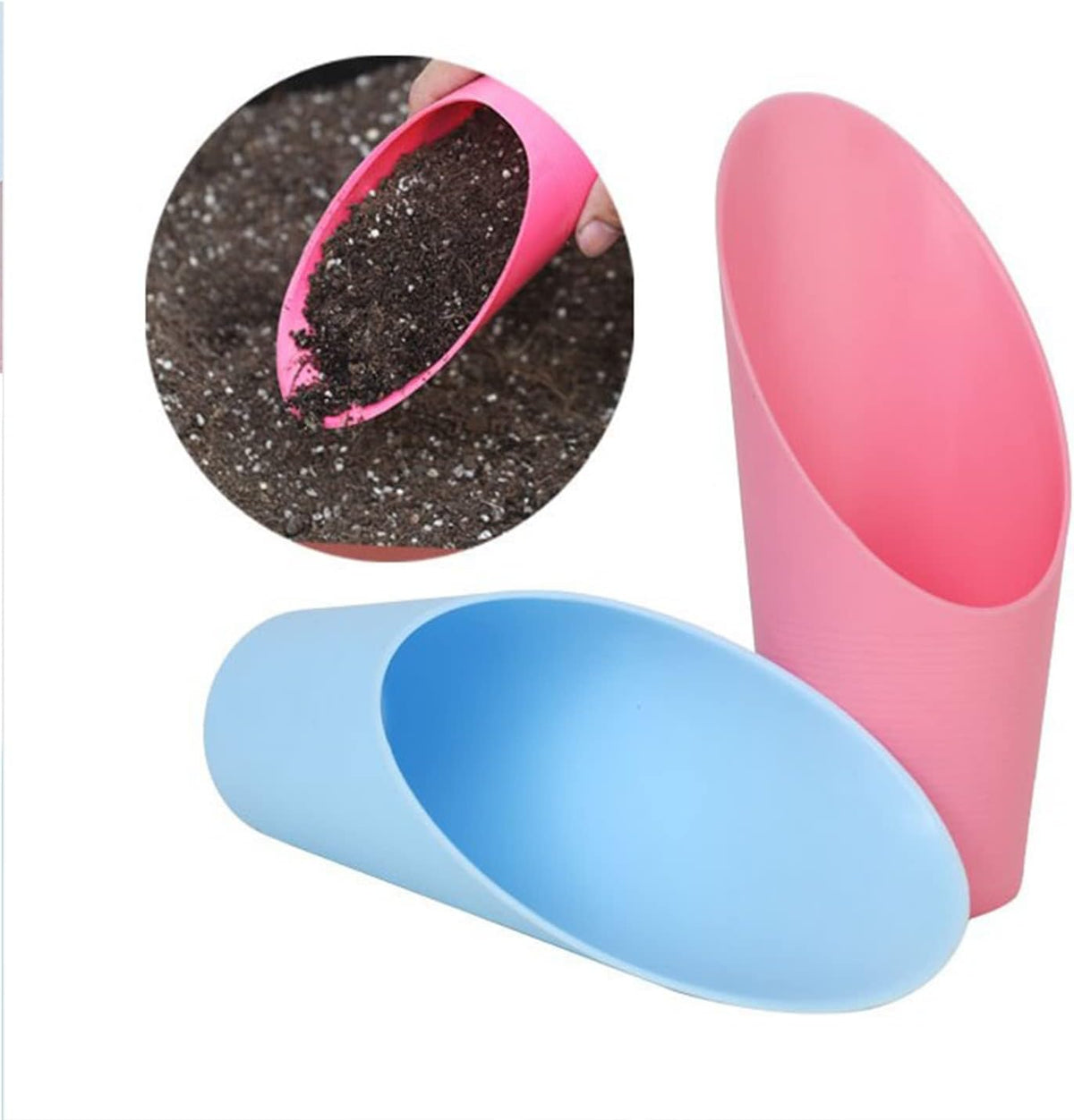 5 PCS bonsai soil scoops, plastic garden soil scoops, colorful small gardening tools, potting scoopers, bucket shovel. Suitable for flower planting, bonsai, potting, cultivation, weeding (5-color) - view 5