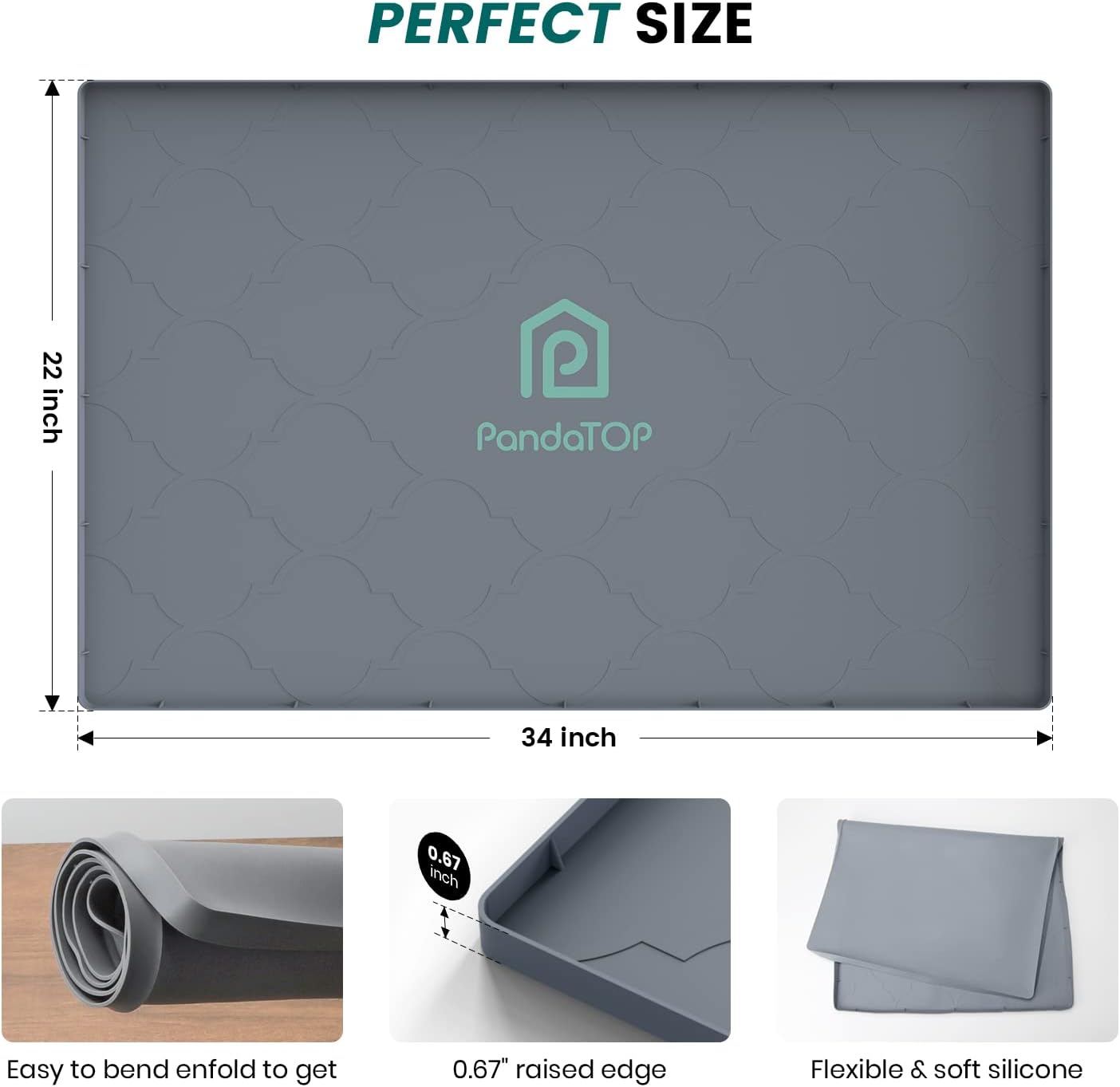 Under Sink Mat, 34" x 22" Silicone Kitchen Cabinet Tray, Waterproof & Flexible Under Sink Liner for Kitchen Bathroom and Laundry Room - view 6