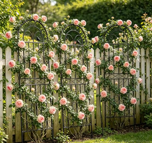 2 Pack 47.2"x19.7" Metal Gardon Trellis for Climbing Plants Outdoor, Black - view 7