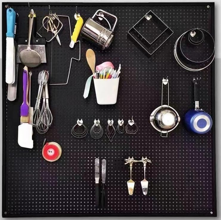 Garden Tool Organizer Wall Mounted, Heavy Duty Metal Pegboard Storage Rack with 10 Hooks, Garage Shed Wall Storage for Tools and Gardening Supplies, Utility Storage Board 20" × 24" - view 4