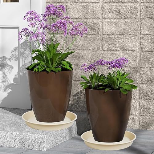 6 Pack of Plant Saucer Tray 4 6 8 10 12 14 17 19 22 25 inch, Heavy Duty Plastic Pot Plant Drip Trays Saucers for Indoors Outdoor, Plant Water Tray for Planters 4-7" (6", Beige) - view 7