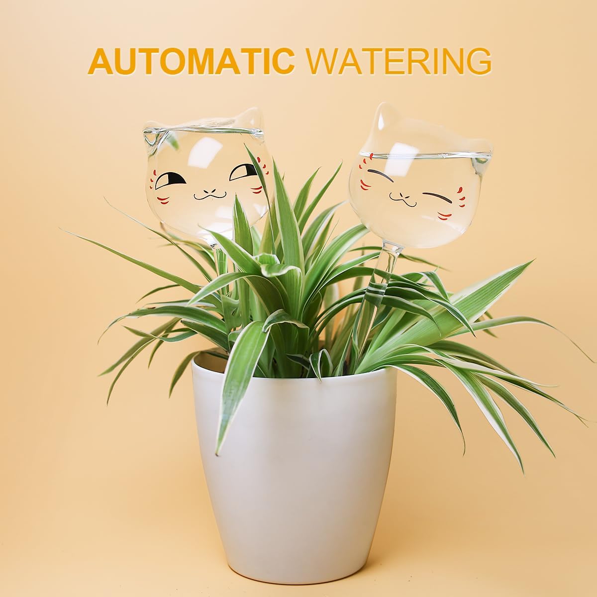 Plant Watering Globes Self Watering Planter Insert Glass Spikes, Hand Blown Clear Automatic Water Bulbs for Outdoor&Indoor Plants, 6.4oz/190ml Capacity, 3 Cats - view 8