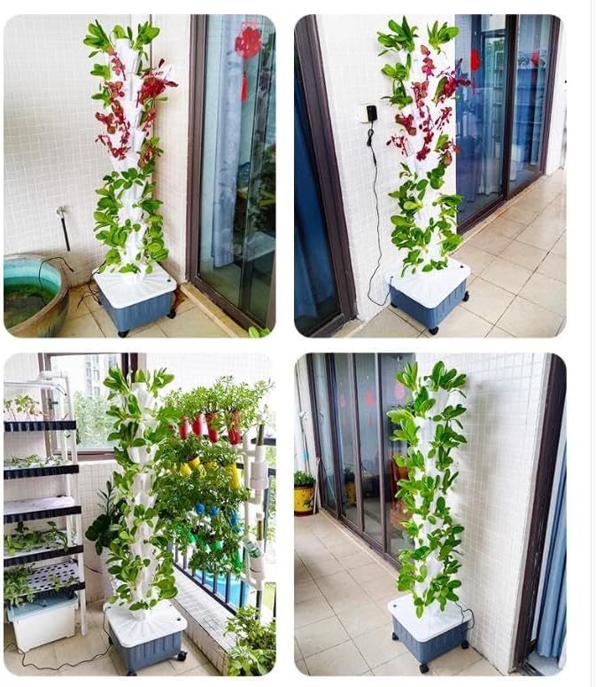 15-Tier Hydroponic Tower Kit with 45 Holes - Indoor Hydroponic Growing System for Home Gardening, Kitchen Herb Garden, Veal Garden Planter, Efficient Hydroponics Setup - view 2