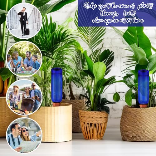 12 Pcs Watering Spikes for Indoor Plants Include Terracotta Self Watering Spikes Devices and 26 oz Plastic Bottles Slow Release Vacation Insert Automatic(Blue) - view 6