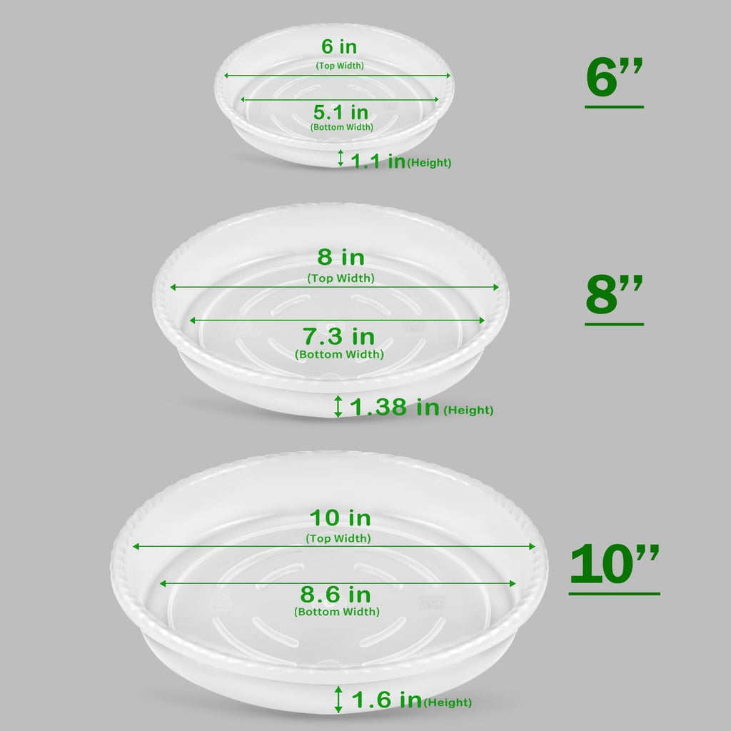 6 Pack Plant Saucers (6inch /8inch /10inch),Heavy Sturdy Plant Trays Pot Tray for Indoor Clear Plastic Flower Pot Saucers Thicker Plant Water Drip Trays for pots(6" 8" 10") - view 2