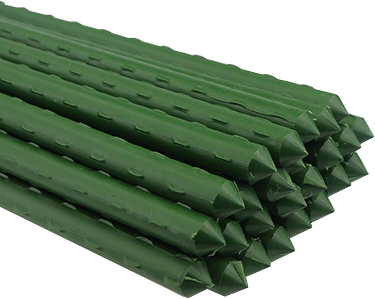 25 PCS 48" Plant Stakes Garden Tomato Sticks for Outdoor Plants | Metal Garden Stakes With Green Weather-Resistant Coating Support Tomato Plants, Vegetable Climbing Plants For Outdoor Gardens