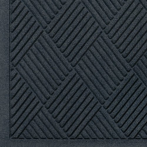 WaterHog Diamond | Commercial-Grade Entrance Mat with Fabric Border, Indoor/Outdoor, Quick Drying, Stain Resistant Door Mat, Charcoal, 4' x 6'