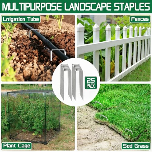 Garden Stakes 5Inch-25Pack,Heavy Duty Galvanized Landscape Staples - view 7