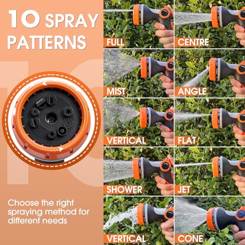 Garden Hose Nozzles,Hose Spray Nozzle with Adjustable 10 Watering Patterns - view 4