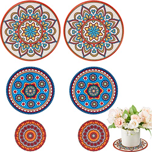 6 Pcs Boho Plant Coasters 3 Size 3.94" 5.9" 7.87" Rubber Plant Mats