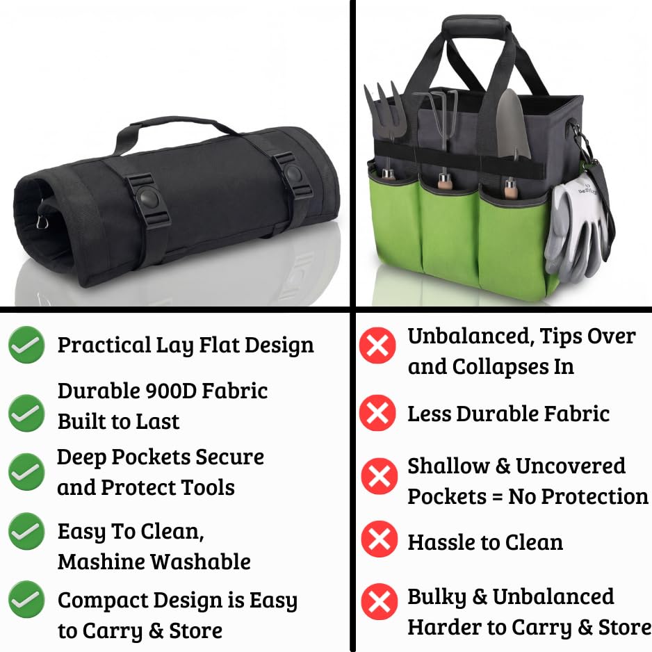 OGRE Roll-Up Garden Tool Bag Only, Heavy-Duty Organizer with 6 Pockets - view 5