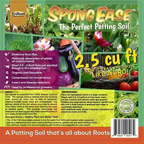 Coconut Coir Compressed Block expands up to 18.7 Gallons (2.5 Cu Ft) - Ideal Growing Medium for Potting Mix - Healthy Roots, Healthy Plants and Bountiful Harvest (1 Pack) - view 4
