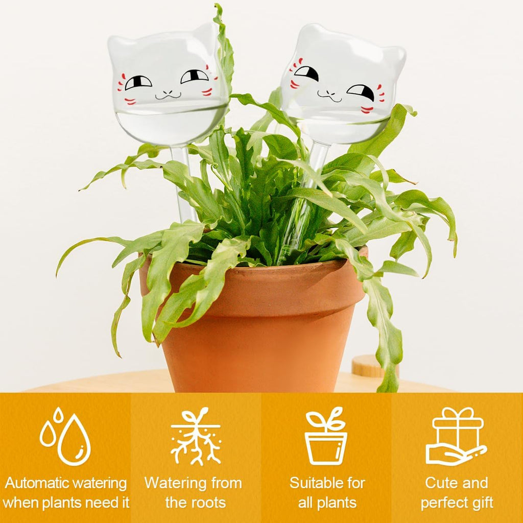 Plant Watering Globes Self Watering Planter Insert Glass Spikes, Hand Blown Clear Automatic Water Bulbs for Outdoor&Indoor Plants, 6.4oz/190ml Capacity, 3 Cats - view 2