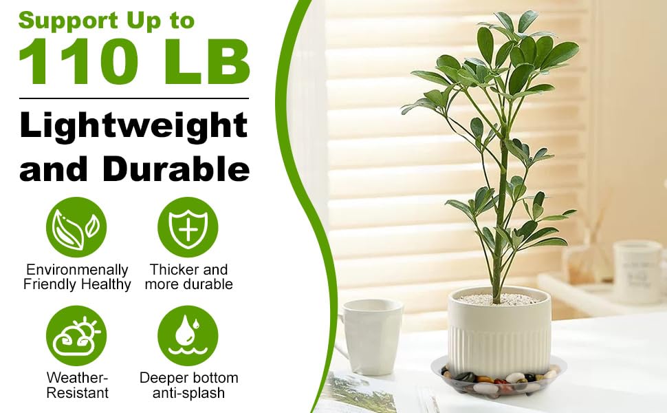 6 Pack 12 Inch Heavy Duty Clear Plastic Plant Saucer Sturdy Pot Tray Plant Drip Trays for pots,Plant Water Catcher Tray,Flower Pot Saucer Water Drainage Tray Floor Protector (12 Inch) - view 3