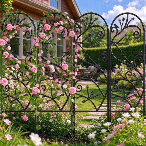 2 Pack Garden Trellis for Climbing Plants 47" x 16" Black Iron Potted Support Vines Metal Wire Plant Trellis for Climbing Vegetables Flower Patio Roses Cucumbers Supports - view 2