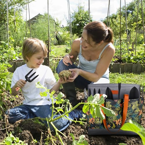 Garden Tools - 10Pcs Garden Tool Set Heavy Duty Stainless Steel Gardening Supplies Hand Tools with Wooden Handle, Storage Tote Bag, Ideal Gardening Gifts for Women and Men, Black - view 6
