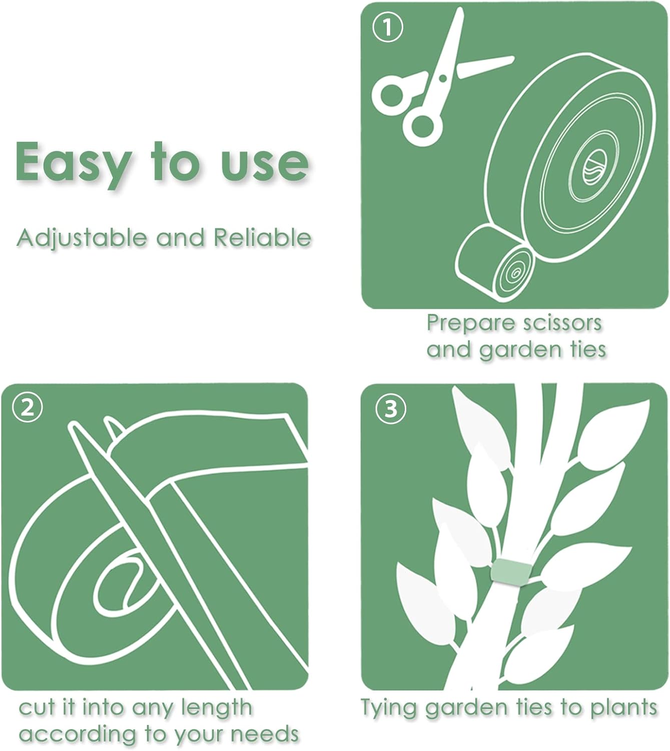 Garden tie green tape, plant supports, gentle on plants (16.4ft × 0.6 inch, 1 roll, green) - view 7