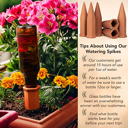 6 Pack Terracotta Watering Spikes for Indoor and Outdoor Plants - Simple and Easy Setup - Keep Plants Happy and Watered While You are Away - view 5