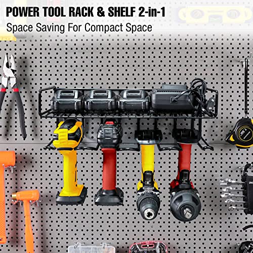 Wall Mounted Power Tool Organizer Holder, Heavy Duty Utility Storage Rack With Shelf for Battery Powered Hand Tools, Workshop, Shed, Garage, Home - view 5