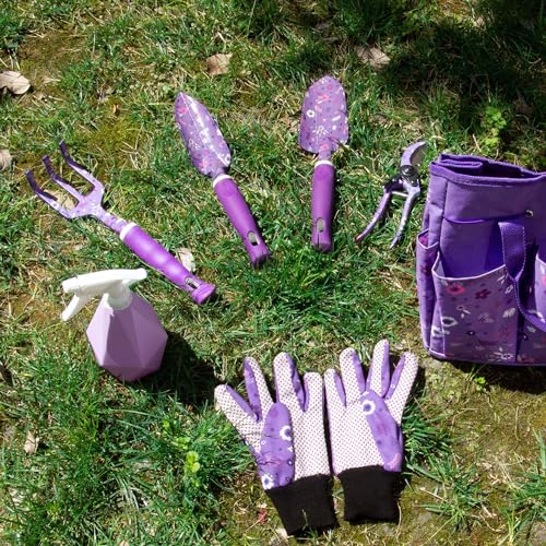 Gardening Gifts for Women, Garden Tool Set, Heavy Duty Gardening Hand Tools with Garden Tool Bag, Purple - view 6