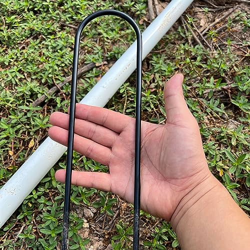 Heavy Duty Trampoline Anchors High Wind U-Shaped Sharp Ends Ground Anchor Galvanized Steel 11.8inch Safety Stakes for Soccer, Tents and Garden Decorations (Black 8pcs) - view 2